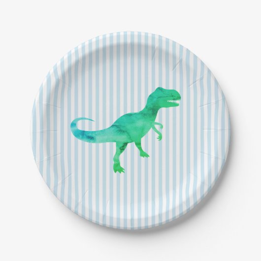 Blue Dinosaur Silhouette Trex Paper Plate Pappteller (Vorderseite)
