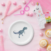 Blue Dinosaur Silhouette Trex Paper Plate Pappteller (Party)