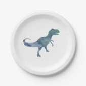 Blue Dinosaur Silhouette Trex Paper Plate Pappteller (Vorderseite)