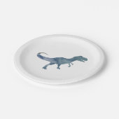 Blue Dinosaur Silhouette Trex Paper Plate Pappteller (Schrägansicht)