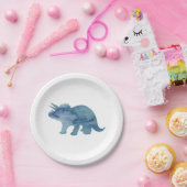 Blue Dinosaur Silhouette Triceratops Papierplatte Pappteller (Party)