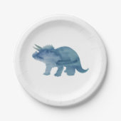 Blue Dinosaur Silhouette Triceratops Papierplatte Pappteller (Vorderseite)
