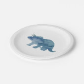 Blue Dinosaur Silhouette Triceratops Papierplatte Pappteller (Schrägansicht)