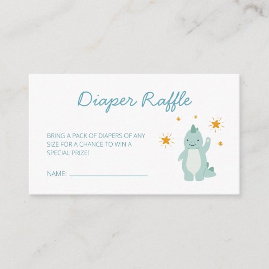 Blue Dinosaur Stars Boy Baby Diaper Raffle Begleitkarte (Vorderseite)