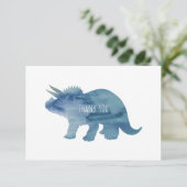 Blue Dinosaur Triceratops Flat Danke Karte (Stehend Vorderseite)