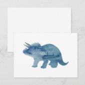 Blue Dinosaur Triceratops Flat Danke Karte (Vorne/Hinten)