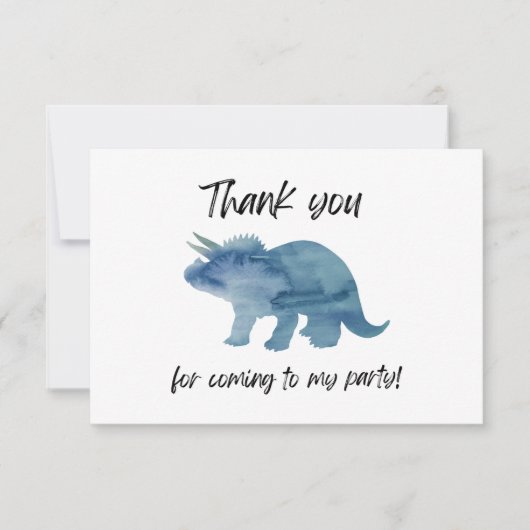 Blue Dinosaur Triceratops Flat Danke Karte (Vorderseite)