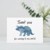 Blue Dinosaur Triceratops Flat Danke Karte (Stehend Vorderseite)