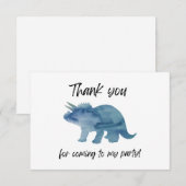 Blue Dinosaur Triceratops Flat Danke Karte (Vorne/Hinten)