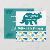 Blue Dinosaur Triceratops Geburtstagseinladungen Einladung (Vorne/Hinten)