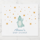 Blue Dinosaur Twinkle Star Baby Shower Boy Bierflaschenetikett (Einzelnes Label)