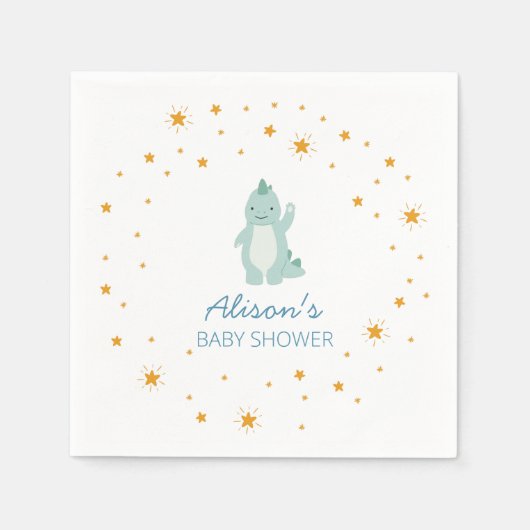 Blue Dinosaur Twinkle Star Baby Shower Boy Party Serviette (Vorderseite)