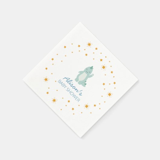 Blue Dinosaur Twinkle Star Baby Shower Boy Party Serviette (Ecke)