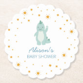 Blue Dinosaur Twinkle Star Baby Shower Boy Party Untersetzer (Vorderseite)