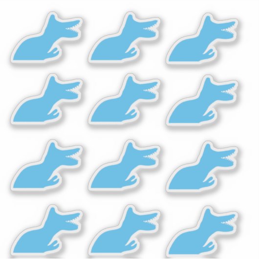 Blue Dinosaur Tyrannosaur Custom-Cut Vinyl Sticker (Vorderseite)