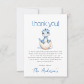 Blue Dinosaur Watercolor Baby Dusche Dankeskarte (Vorderseite)