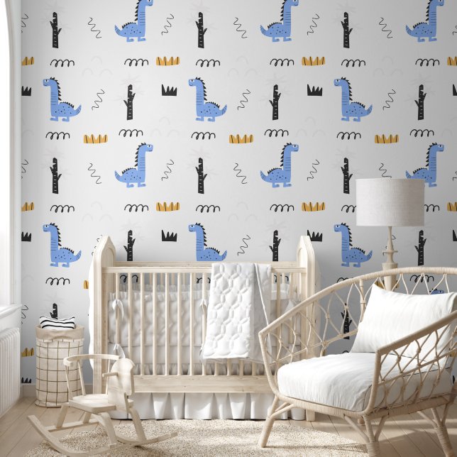 Blue Dinosaur with a Modern Twist Tapete (Kinder)