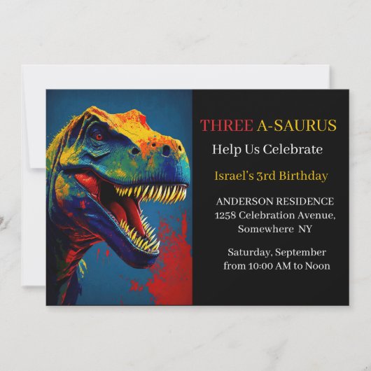 Blue Dinosaurier Adventure Einladung (Vorderseite)