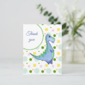 Blue Dinosaurier Boy's Birthday Watercolor Dankeskarte (Stehend Vorderseite)