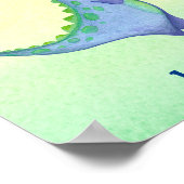 Blue Dinosaurier Boy's Name Kinderzimmer Watercolo Poster (Ecke)