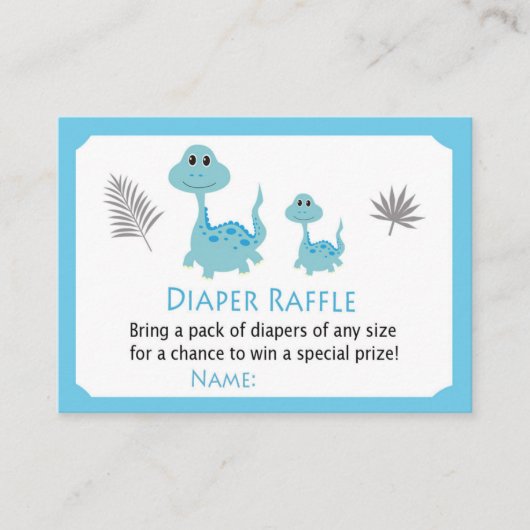 Blue Dinosaurier Diaper Raffle Tickets (Vorderseite)