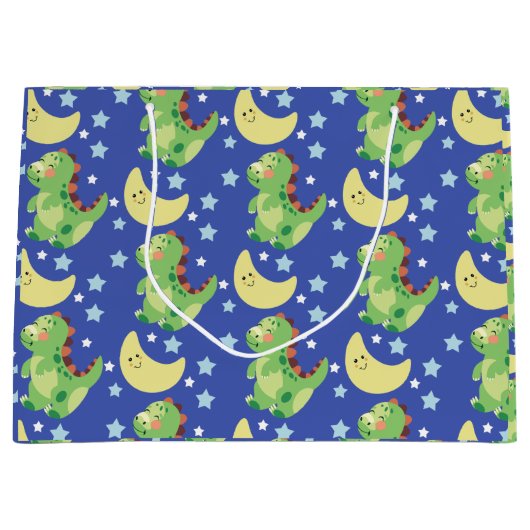 Blue Dinosaurier Große Geschenktüte (Vorderseite)