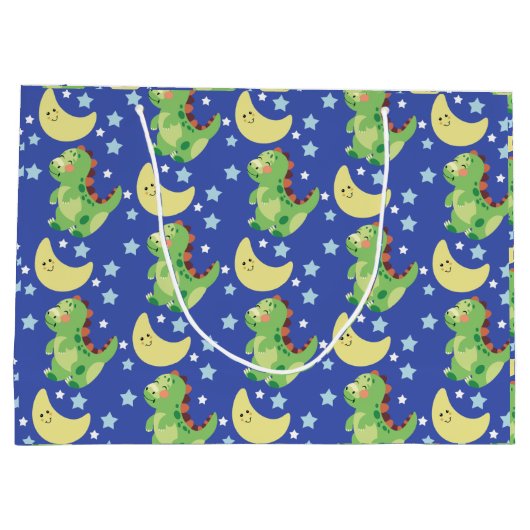 Blue Dinosaurier Große Geschenktüte (Rückseite)