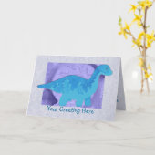 Blue Dinosaurier Grußkarte Karte (Gelbe Blume)