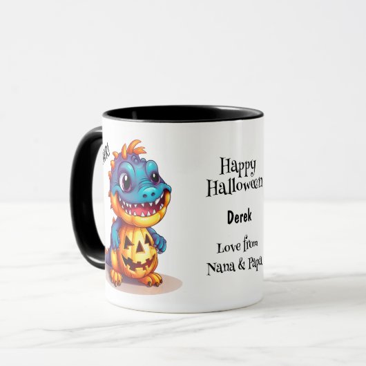 Blue Dinosaurier Jack "Lantern Halloween Kids Tasse (Vorderseite Links)