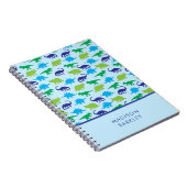 Blue Dinosaurier Niedlich Kid's Dino Notizblock (Rechte Seite)