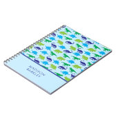 Blue Dinosaurier Niedlich Kid's Dino Notizblock (Linke Seite)