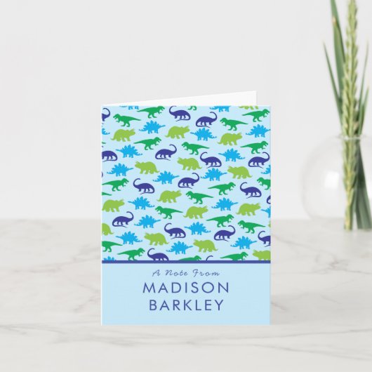 Blue Dinosaurier Niedliche Dino Stationary Cards (Vorderseite)