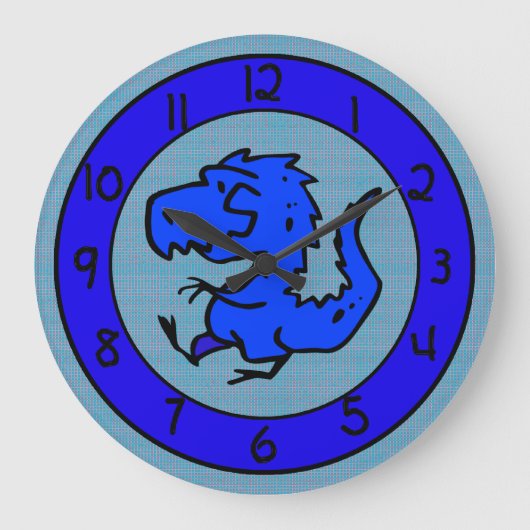 Blue Dinosaurier oder Dragon Wall Clock Große Wanduhr (Vorderseite)