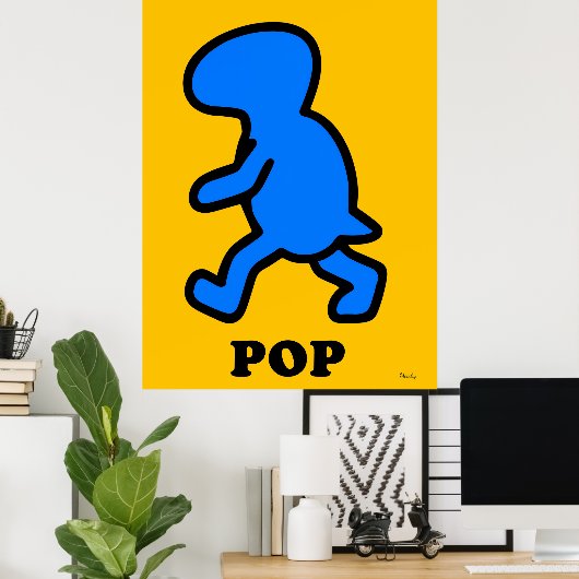 Blue Dinosaurier Pop Art Poster - Cartoon Prähisto (Heimbüro)