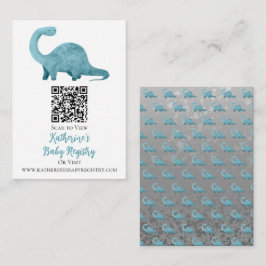 Blue Dinosaurier QR Code Baby Registry Begleitkarte