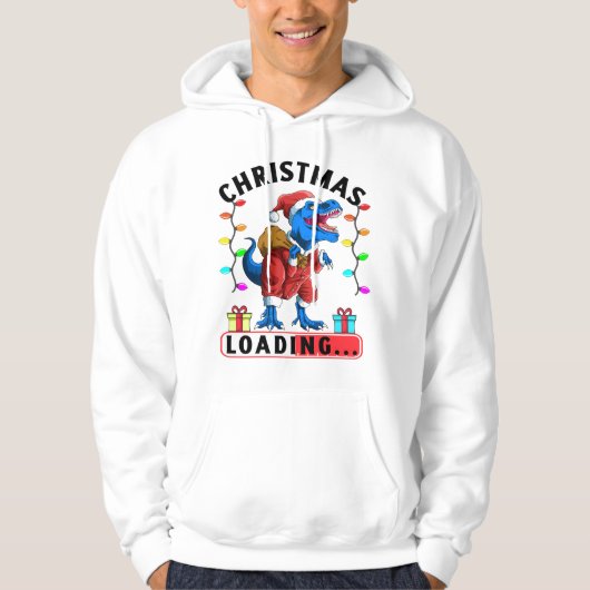 Blue Dinosaurier T Rex Weihnachtsbeladung Hoodie (Vorderseite)