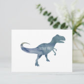 Blue Dinosaurier Trex Flat Danke Karte (Stehend Vorderseite)
