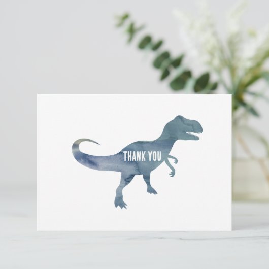 Blue Dinosaurier Trex Flat Danke Karte (Stehend Vorderseite)