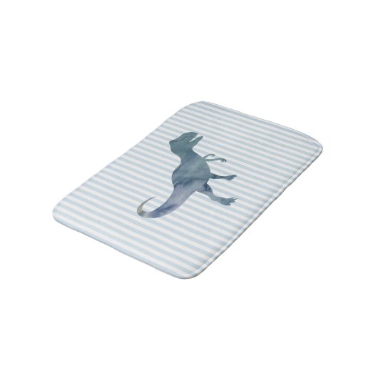 Blue Dinosaurier Trex Stripe Bath Mat Badematte (Schrägansicht)