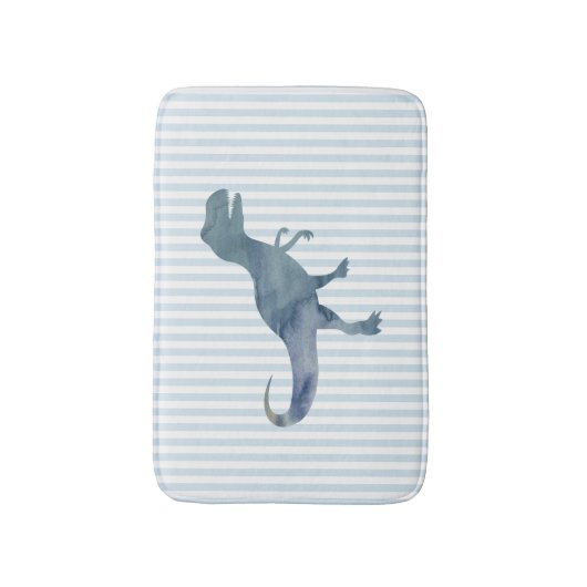 Blue Dinosaurier Trex Stripe Bath Mat Badematte (Vorderseite Vertikal)