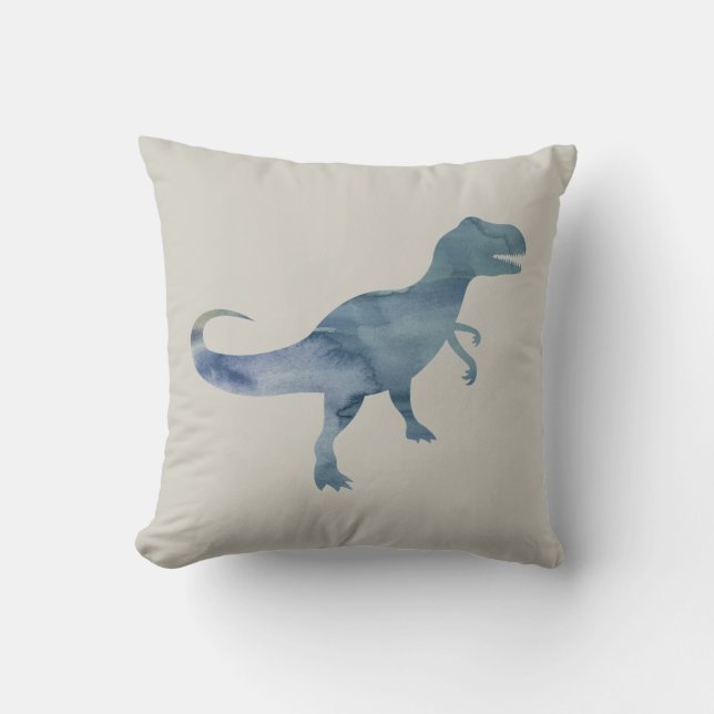 Blue Dinosaurier Trex Throw Kissen (Vorderseite)