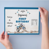 Blue Dirt Bike Boy Birthday Chip Bag Wrapper Flyer (Hand)
