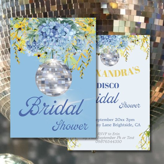 Blue Disco Ball Blumen Bridal Dusche Einladung