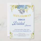 Blue Disco Ball Blumen Bridal Dusche Einladung (Vorderseite)