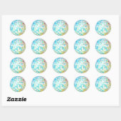 Blue Disco Ball Classic Round Sticker (Blatt)