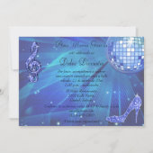 Blue Disco Ball, Princess Coach & Horses Sweet 16 Einladung (Rückseite)