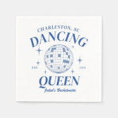Blue Disco Ball Retro Junggeselinnen-Abschied Serviette (Vorderseite)