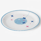 Blue Disco Ball Santorini Griechisch/Spanisch Them Pappteller (Schrägansicht)