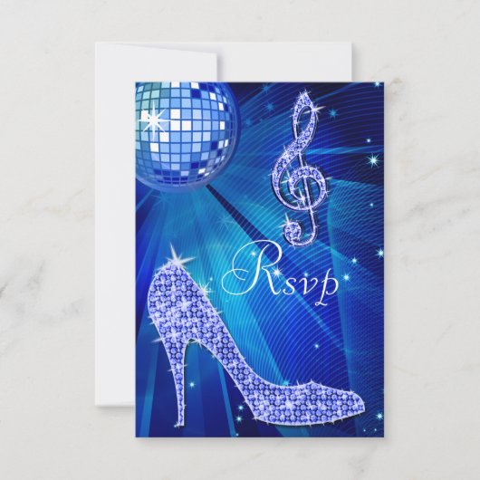 Blue Disco Ball Sparkasse Heels UAWG RSVP Karte (Vorderseite)