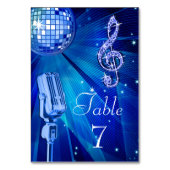 Blue Disco Ball und Retro Microphon Tischnummer (Rückseite)